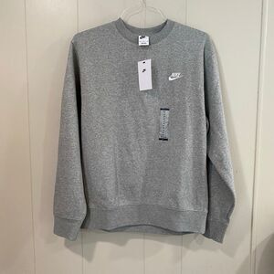 Nike Crewneck Sweatshirt Men’s Medium Gray Fleece Pullover NWT Swoosh Logo